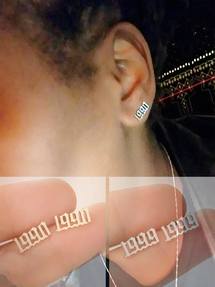 Sasusp персонализированные серьги из нержавеющей стали с номером года 1980-2010 для