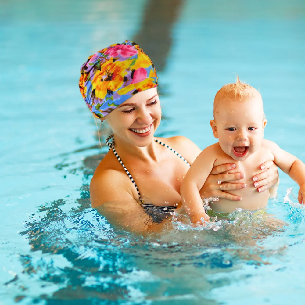 

6pcs Flower Pattern Swimming Caps Adults Swim Caps Accessory (Random Pattern)