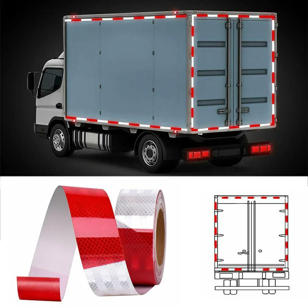 

Car Annual Inspection Red And White Reflective Strip Warning Sticker Reflective Film High Intensity Strip Tape Stickers