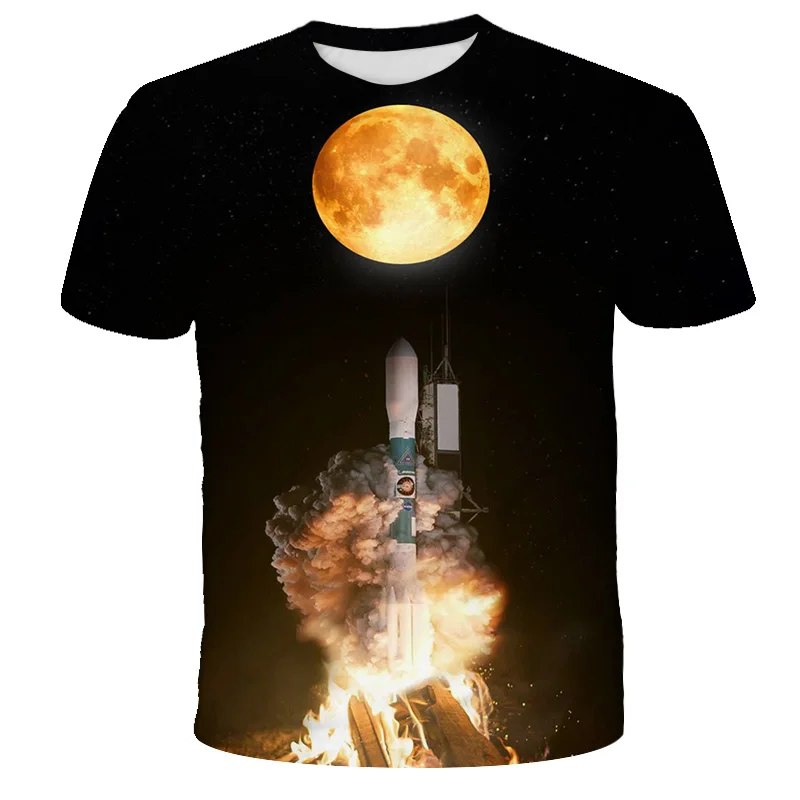 

2021 New 3D Solar System starry sky T-shirt Boy Girl clothes Summer starry Sky Pattern Baby Tops Fashion Street Clothing 4T-14T