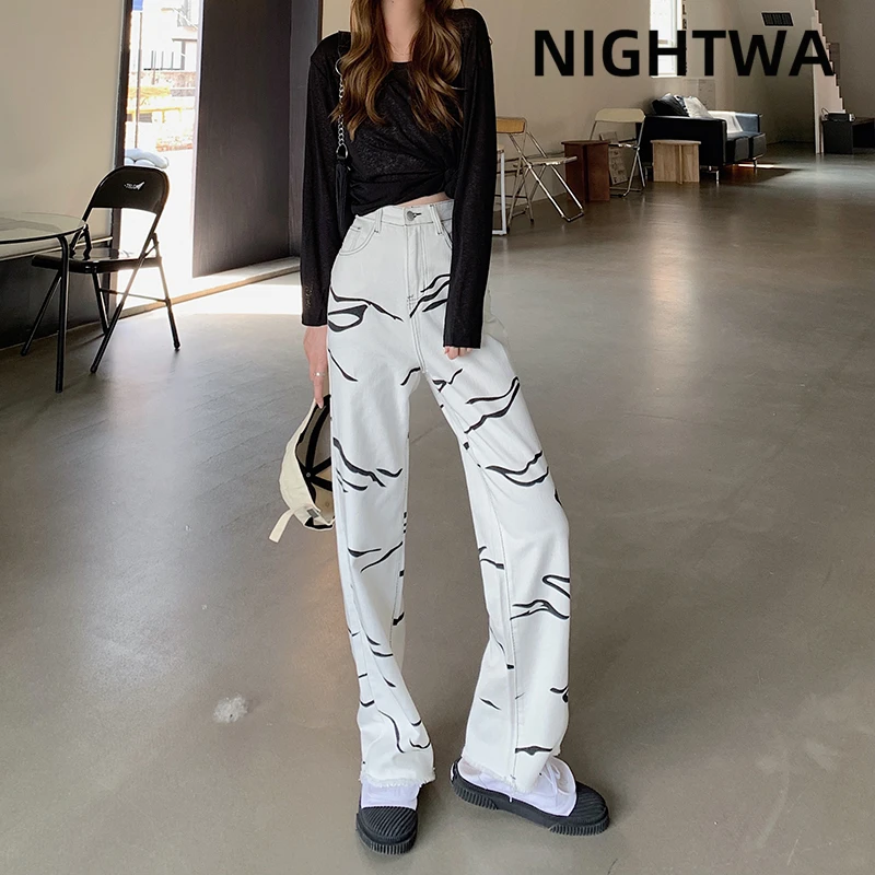 Джинсы NIGHTWA женские с высокой талией уличные модные мешковатые штаны узором