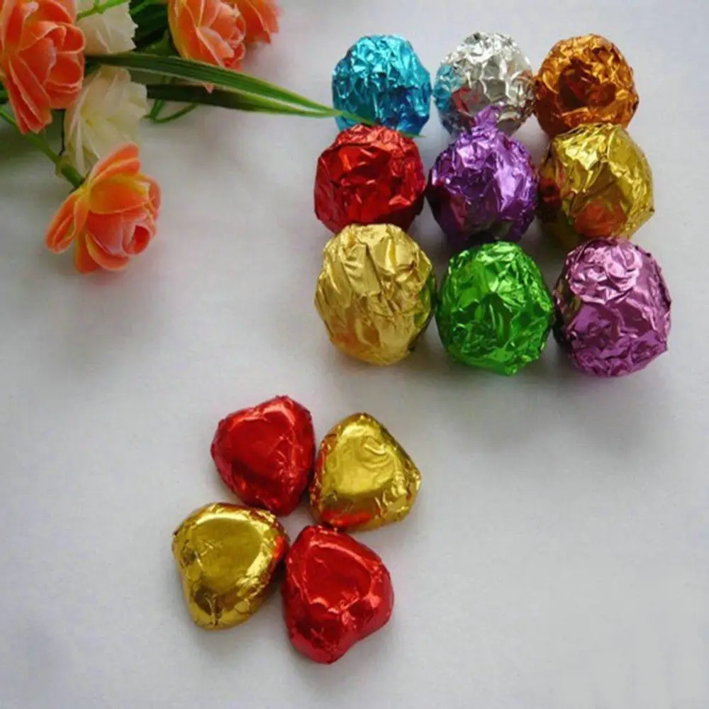 

100 шт. многоцветная алюминиевая фольга Конфеты Бумага Шоколад сладости посылка обертки