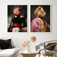 retro portrait flower head realism poster wall art picture portrait oil painting print gallery decoration printing canvas