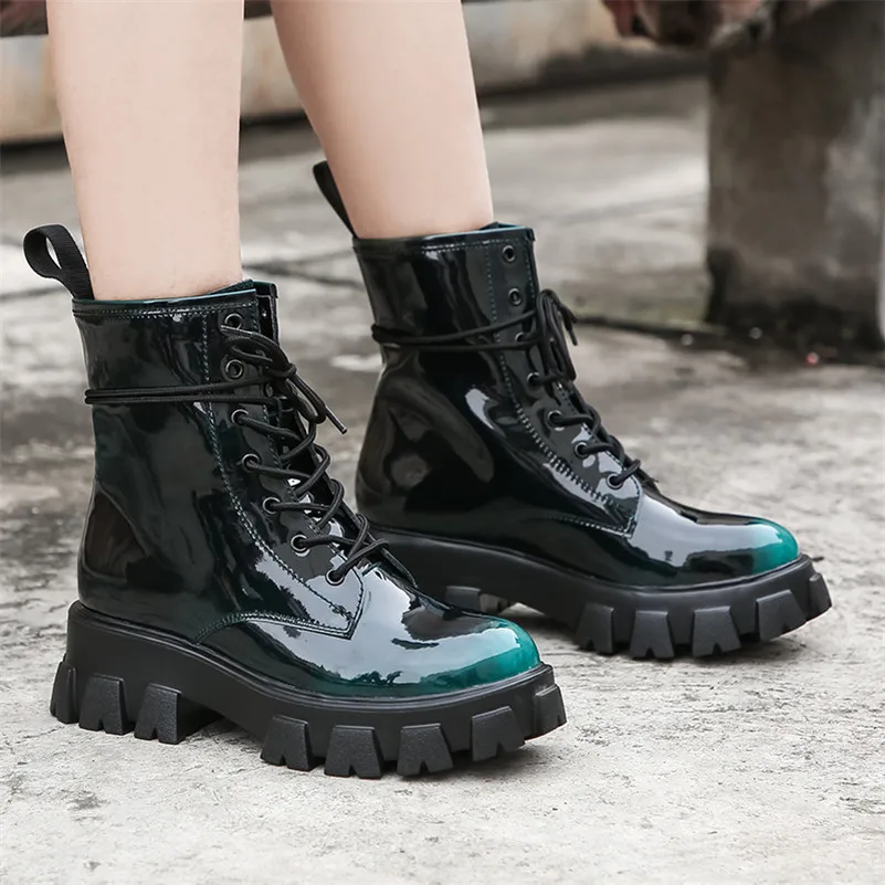 

Meotina Winter Ankle Boots Women Natural Genuine Leather Block High Heel Short Boots Mixed Color Round Toe Shoes Lady Fall 34-39