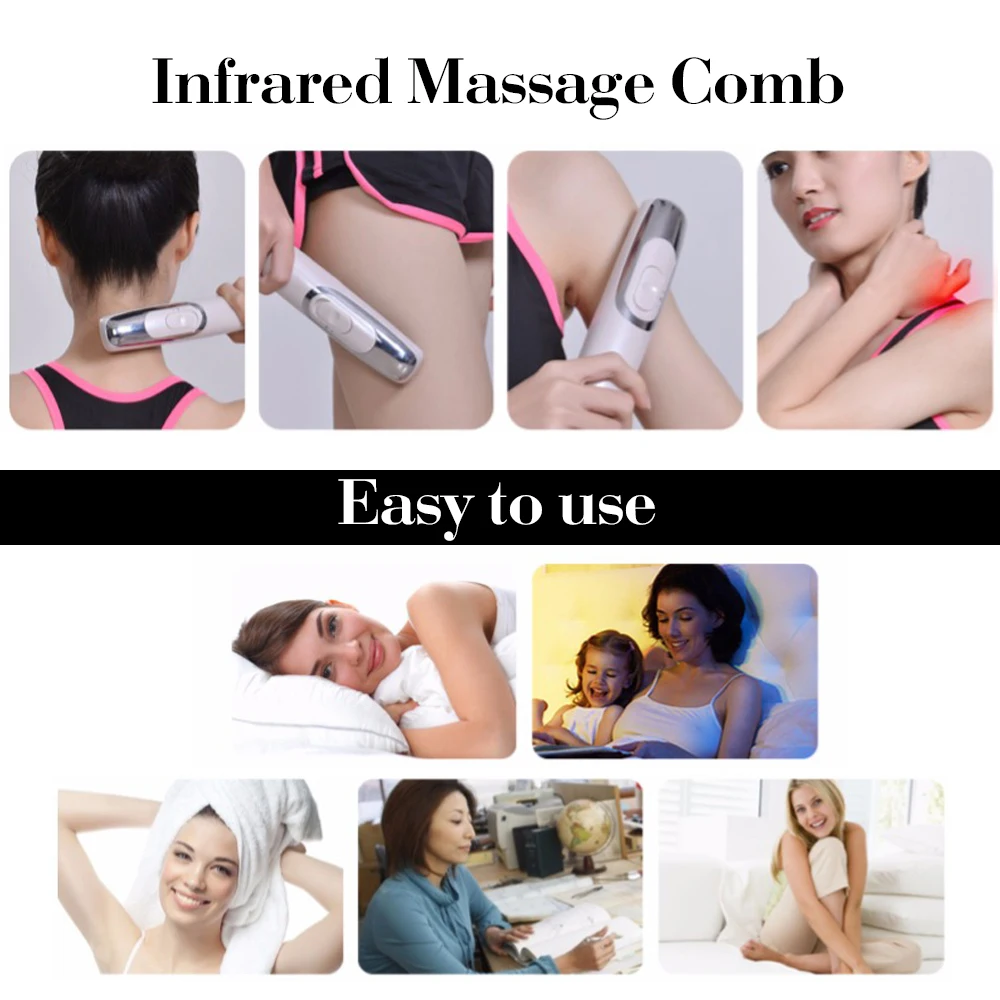 

Electric Infrared Laser Comb Anti-Hair Loss Hair Growth Care Head Scalp Vibrating Hair Brush Physiotherapy Therapy Massage Comb