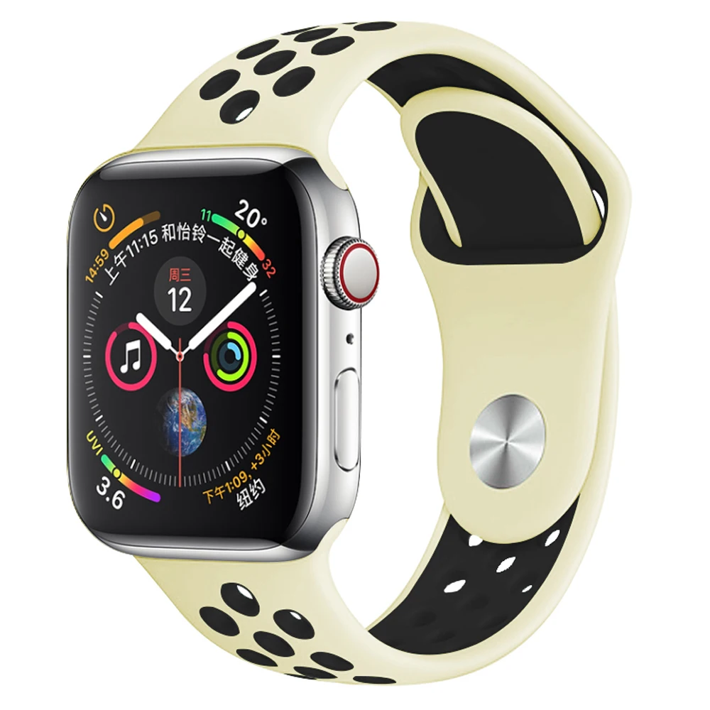 Milk yellow Мягкий силиконовый сменный спортивный ремешок для Apple Watch, 38 мм, 40 мм, серия 1, 2, 3, 4, 5, 42 мм, 44 мм, браслет на запястье, ремешок для iWatch Sports - Цвет ремешка: Milk yellow