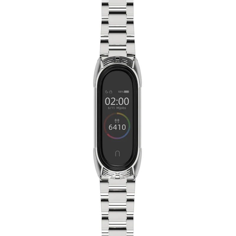 Для Xiaomi Mi Band 6 5 4 3 ремень металл без винтов нержавеющая сталь наручный браслет