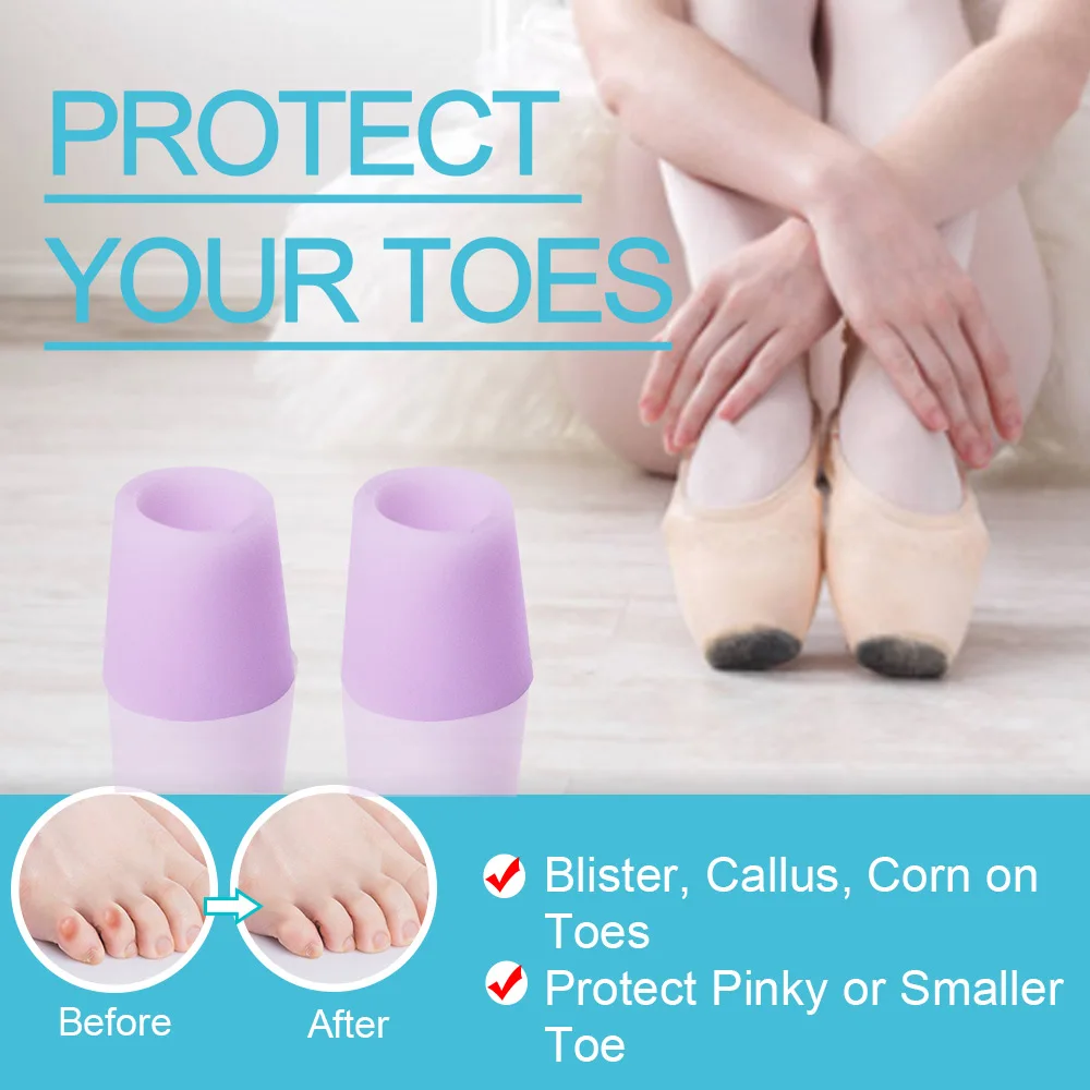 2-10pcs Purple Silicone gel little toe tube corns blisters Corrector pinkie protector bunion sleeve Bone Brace Support - купить по