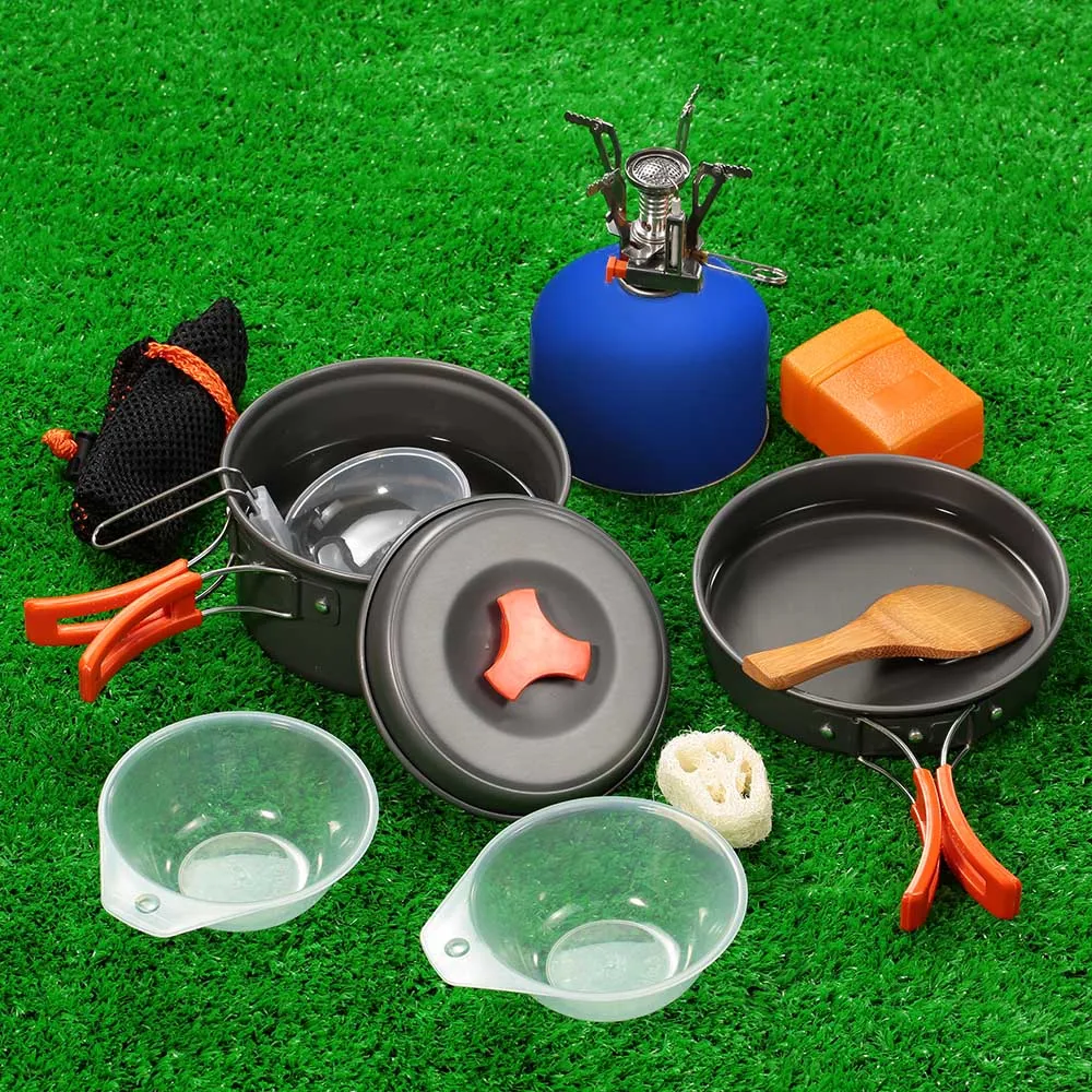 

TOMSHOO Outdoor Camping Hiking Cookware with Mini Camping Piezoelectric Ignition Stove Backpacking Cooking Picnic Pot Stove Set