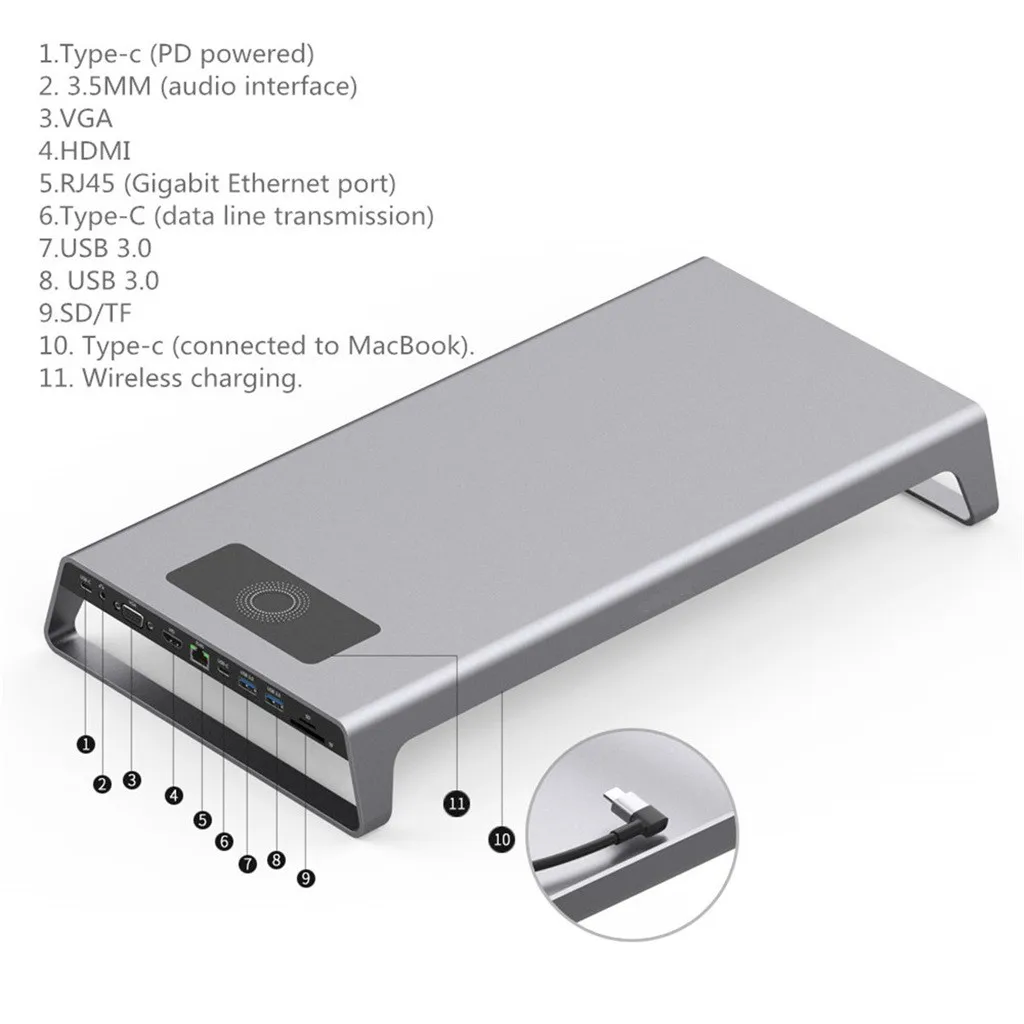 Кабель с разъемом USB типа C 3 0 Многофункциональный 11 in1 стыковочный концентратор +