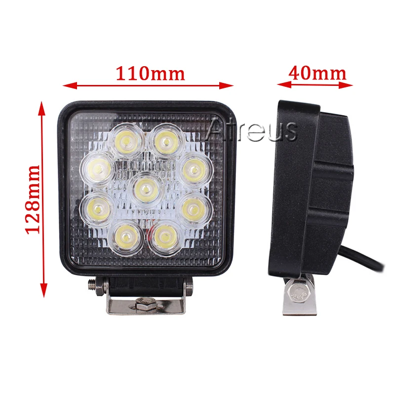 Mutips 4-дюймовый 27В квадратный Автомобильный светодиодный рабочий светильник 12V LED