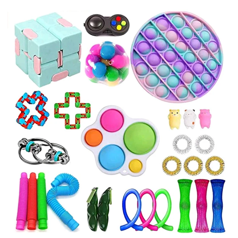 Harga 28 Buah Set Mainan Fidget Remas Mainan Anak Dewasa Sederhana Menghilangkan Stres Lesung Pipi Mengembangkan Kreasi Anak-anak Mainan Pelatihan Visual
