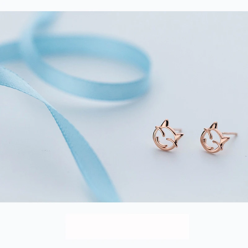 Женские серьги гвоздики в виде кошки Trusta из 100% стерлингового серебра 925 пробы 9 мм