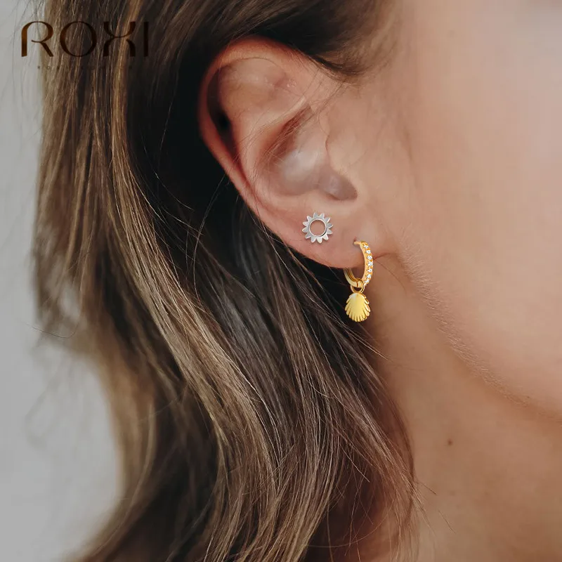 Женские серьги гвоздики в виде ракушек из серебра 925 пробы|Серьги-гвоздики| |