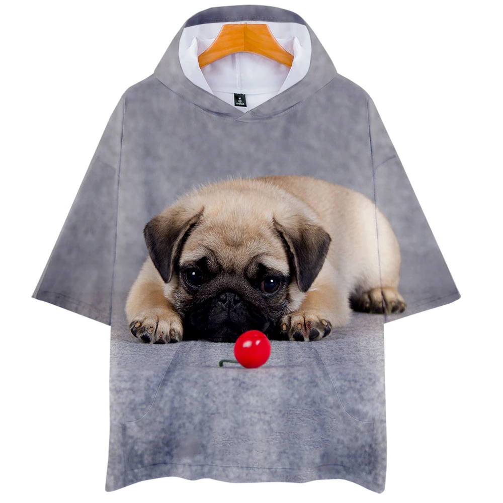 Толстовка мужская женская 3D симпатичная мопса с принтом Повседневная футболка