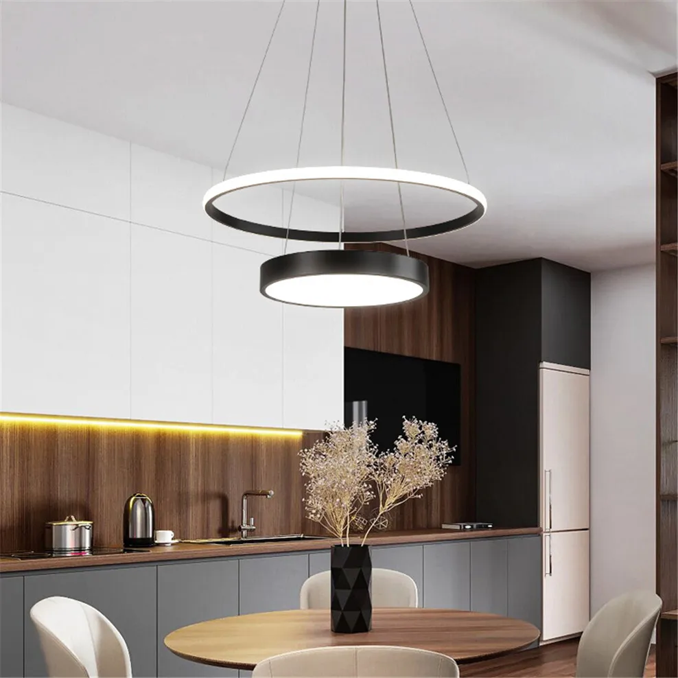 Kopen Nordic Mode Led Ring Acryl Hanger Verlichting Voor Hotel Eetkamer Persoonlijkheid Keuken Verlichting Armatuur Bar Schorsing Glans