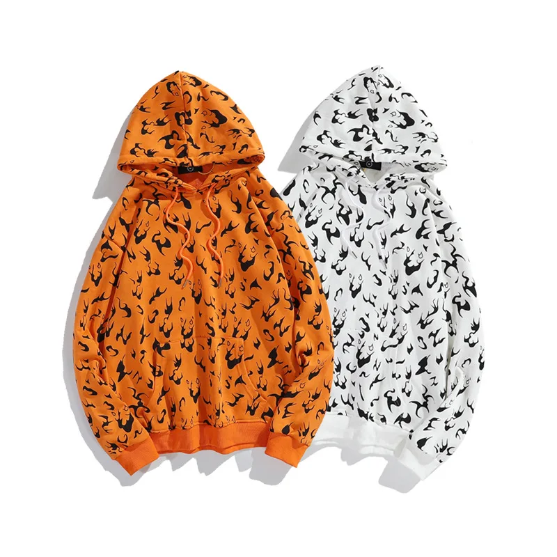 

Popular logo spring fashion for men and women hoodie trend flame print hoodie