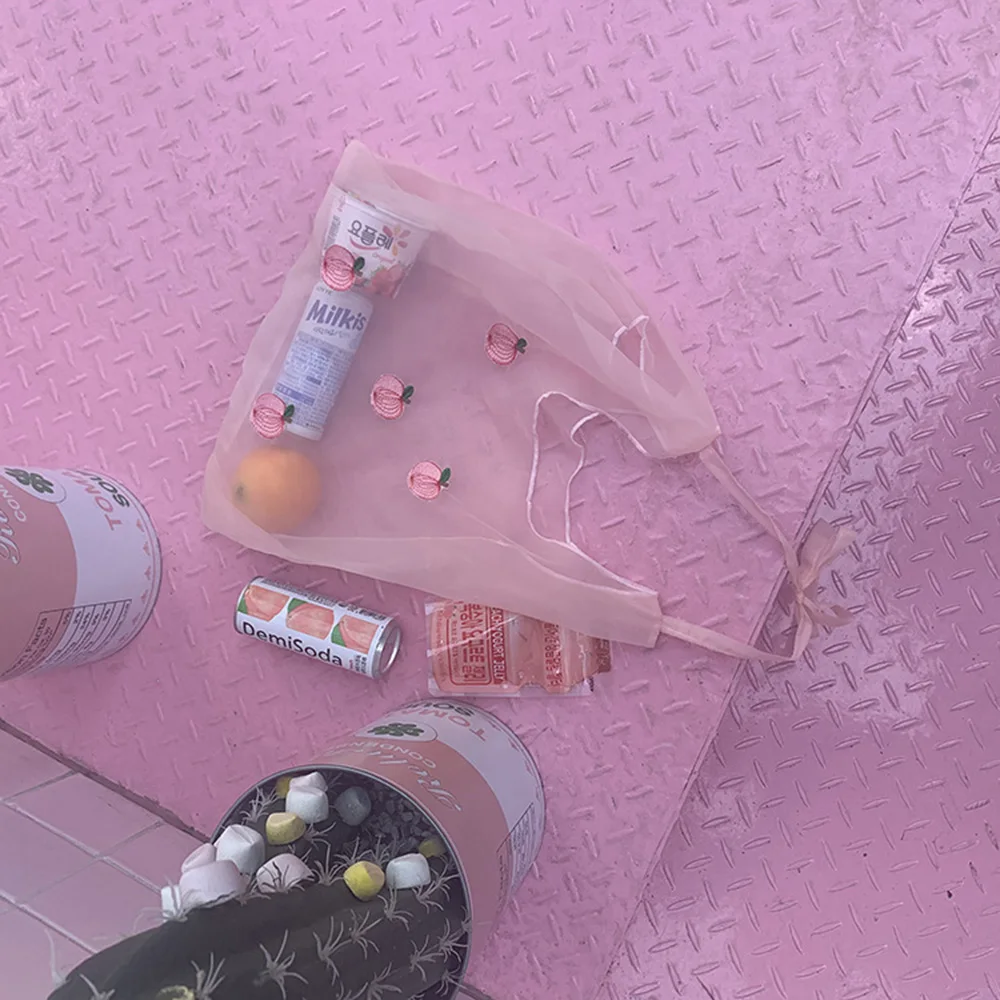 Женская прозрачная сумка-тоут из органзы тканевая пляжная сумка с вышивкой