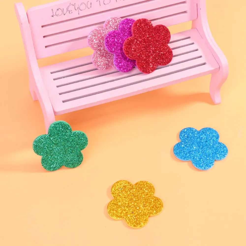 

5 Bags of DIY Glitter Flowers EVA Self Adhesive Glitter Powder Flower Stickers Patches