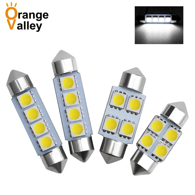 

100 шт. гирлянда 31 мм 36 мм 39 мм 41 мм 3 светодиодный 5050 4 SMD C5W Автомобильный Интерьер Купол Карта чтения двери лампы DC12V