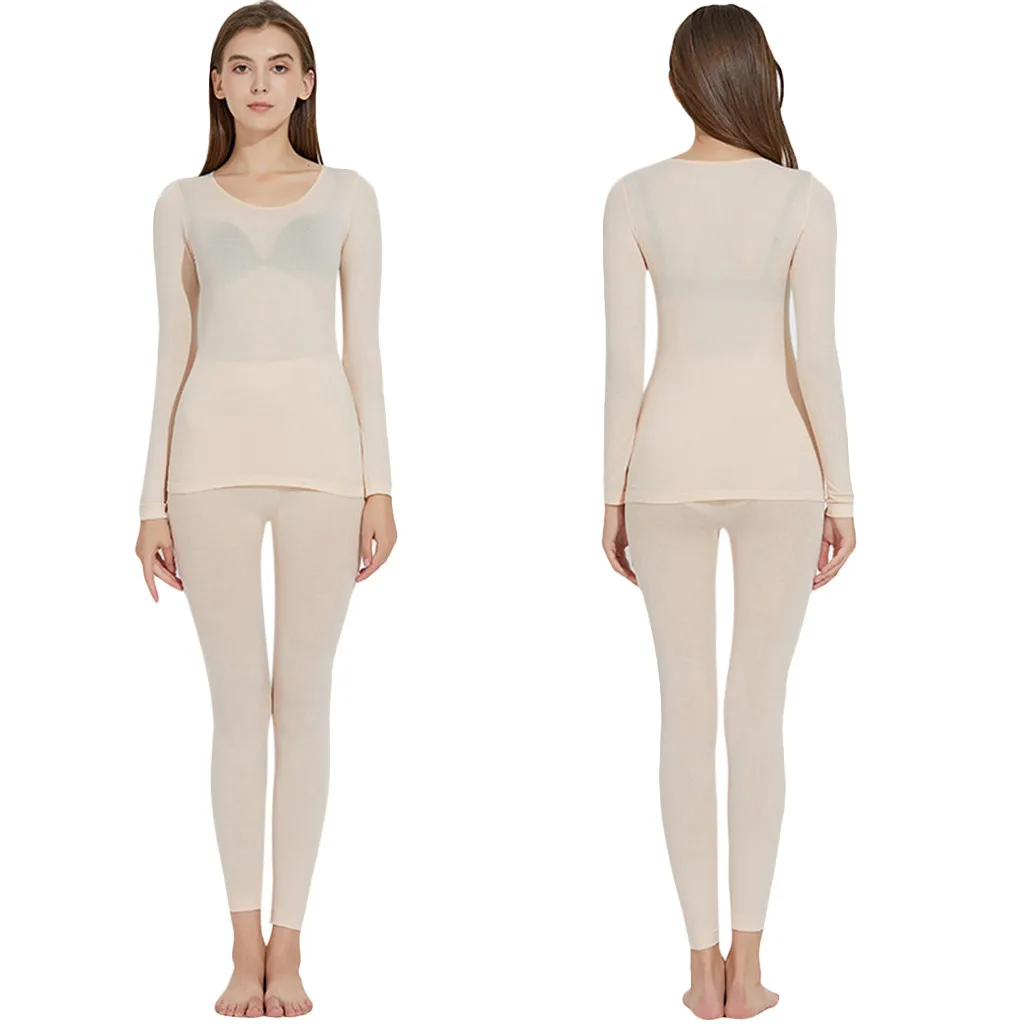 Female Beige KLV бесшовные эластичные Термальность нижнее термобелье(верх и низ) для грузовика Man/Новинки для женщин Бесшовные эластичные термобелье комплект - Цвет: Female Beige