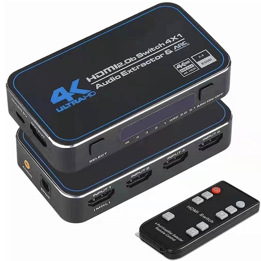 HDMI-переключатель Ultra HD 2 0 4K HDR 4x1 адаптер переключатель с аудио экстрактором 3 5