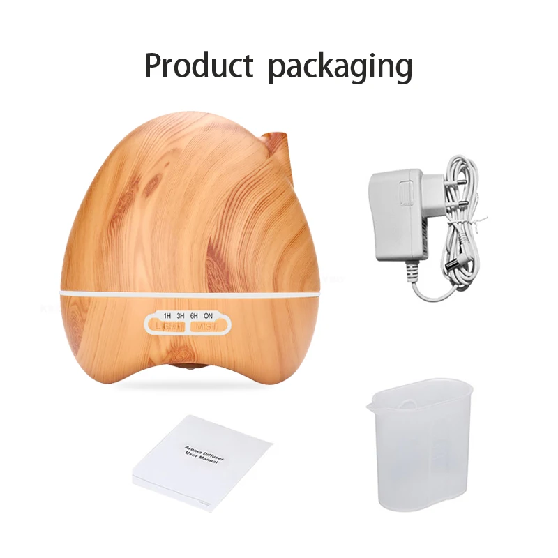 

KBAYBO 300ML Wood grain aromatherapy essential oil diffuser home ultrasonic humidifier purifier with 7 colors LED