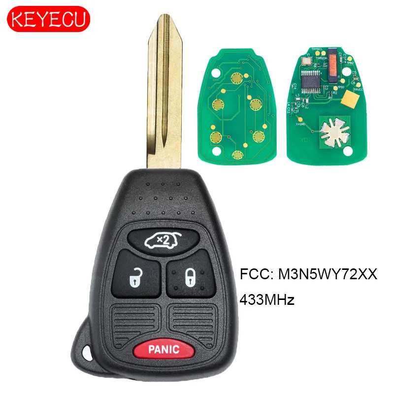 

KEYECU Remote Key 3+1 Button ID46 Chip 433MHz ID46 for Chrysler Pacifica Jeep Liberty FCC: M3N5WY72XX