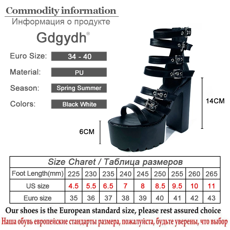 Женские сандалии гладиаторы Gdgydh черные обувь на платформе и высоком каблуке 14 см
