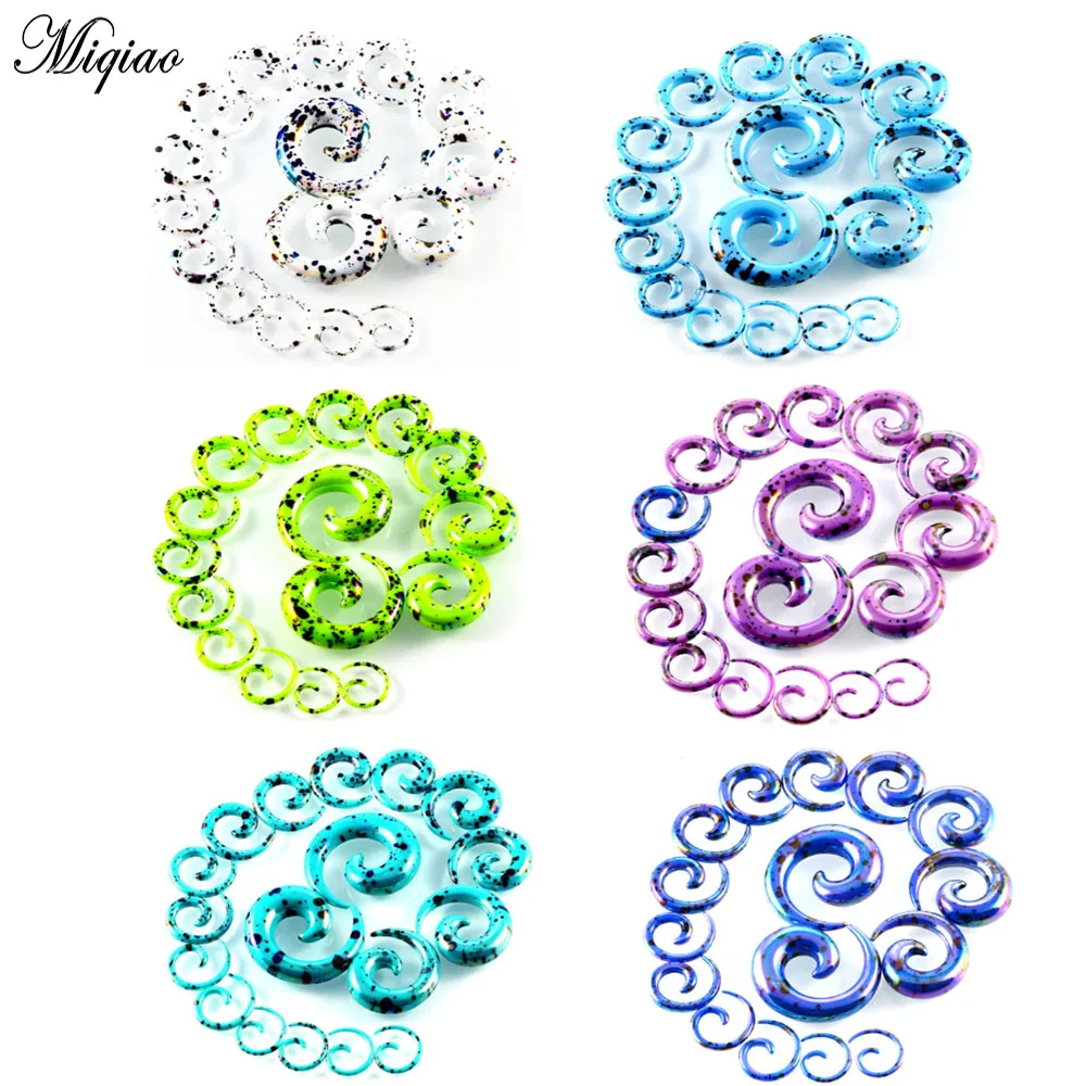 

Miqiao 8 pair Acrylic Spiral Ear Stretching Taper Blue White Green Piercing Ear Expander Plugs Body Jewelry For women men