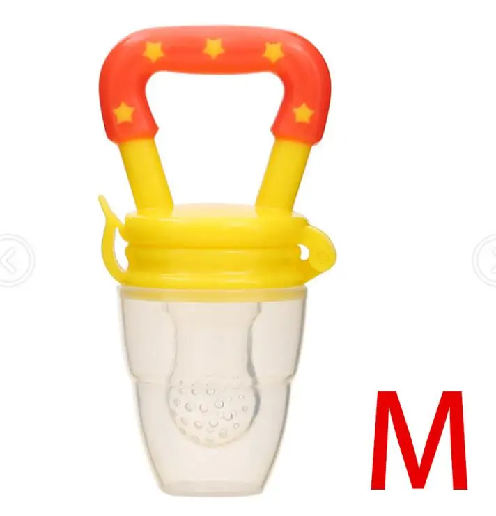 Yellow M Кормление питьевой воды соломенная ручка прорезывания зубов успокоитель детский сосок свежая еда фрукты молоко бутылочки для кормления Nibbler узнать - Цвет: Yellow M
