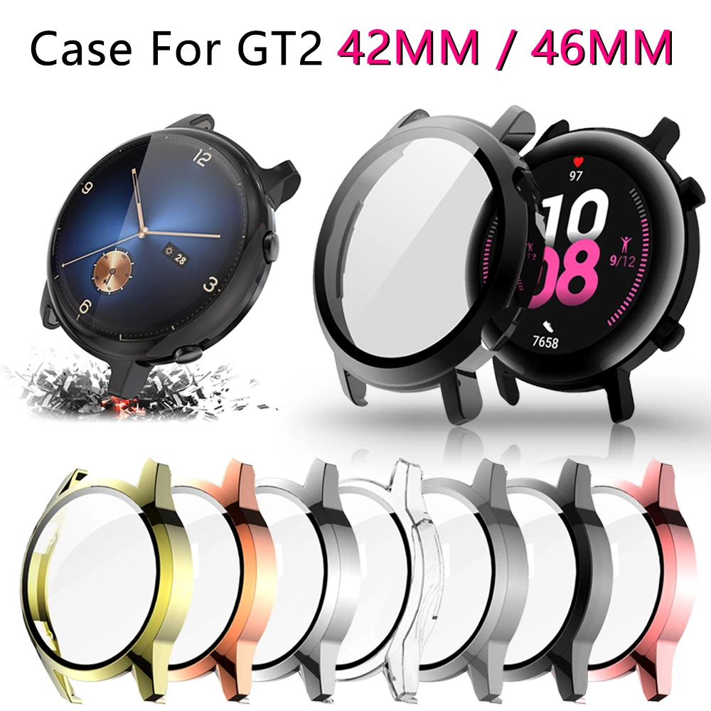 

Case for Huawei Watch GT2 GT 2 42MM 46MM GT2E GT 2E Full Coverage Bumper Case Cover With Tempered Glass Screen Protector
