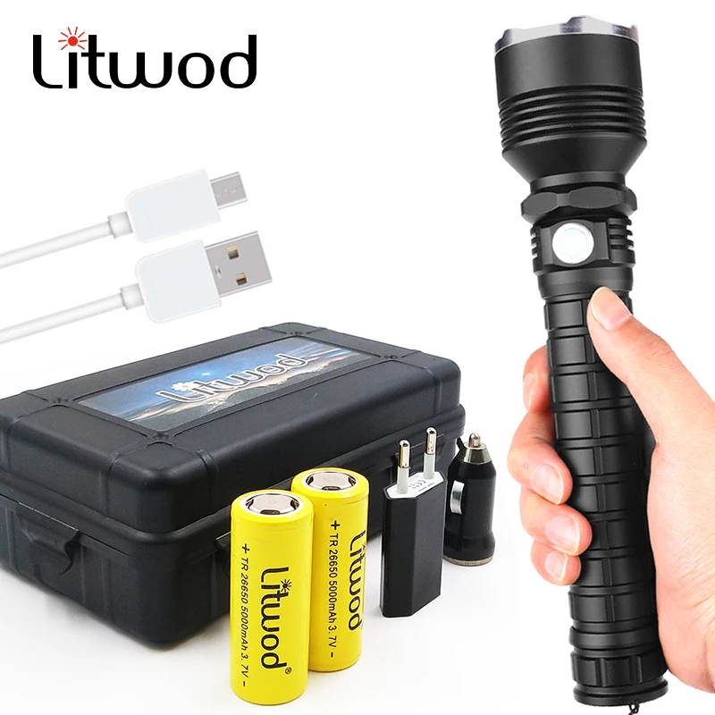 Мощсветильник светодиодный фонарик Litwod Z50 CREE 26650 лм xhp70.2 и xhp50 18650 с usb фонарь