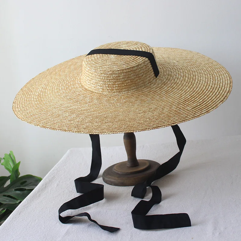 Женская летняя пляжная шляпа ручной работы с широкими полями и длинной