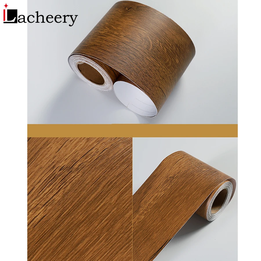Самоклеющиеся деревянные зерна Baseboard наклейки на плитку винтажные гостиной линии талии водонепроницаемые декоративные стены границы контактная бумага