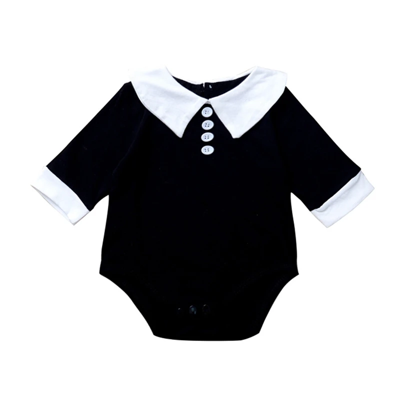 Боди для маленьких девочек с круглым отложным воротником однотонный комбинезон