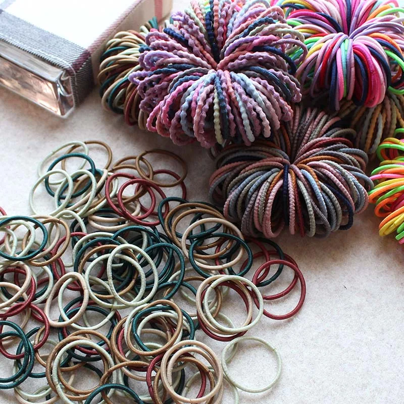 100 шт. / лот 3СМ Аксессуары для волос девочек Резинки Scrunchy Эластичные резинки Детские головные уборы Декорации Завязки для волос Гумка для волос на.