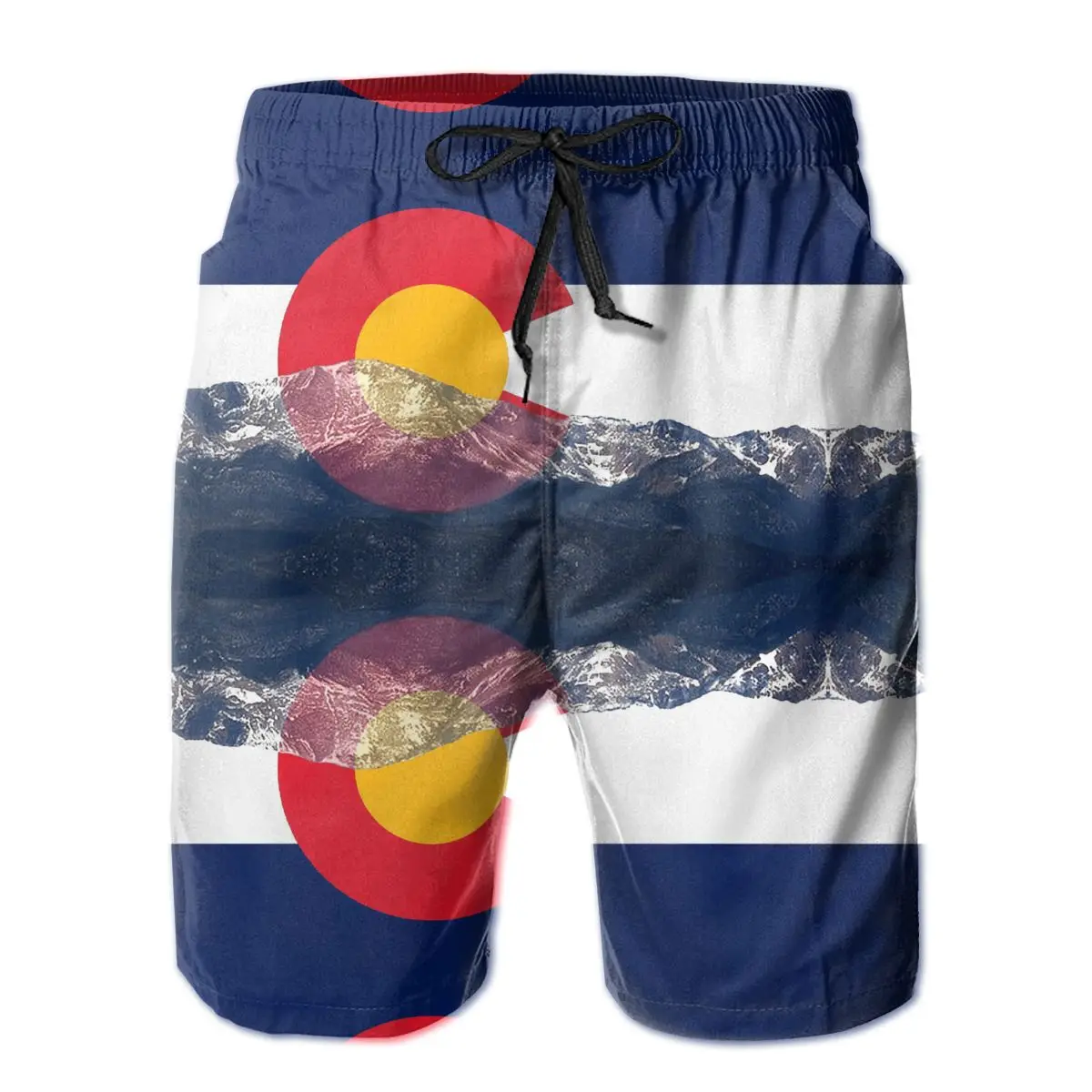 

R333 Casual Pikes Peak Colorado Flag Short Breathable Quick Dry Humor Graphic Male Shorts