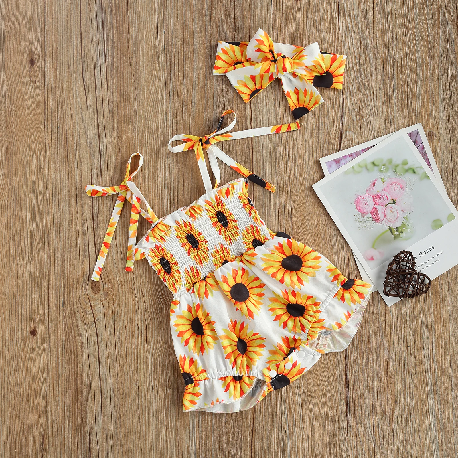 Tops de mameluco Floral para beb&eacute;s, diadema para beb&eacute;, cabestrillo sin mangas para deportes en casa, ropa de cintura alta para dormir, nuevo estilo 2021-4