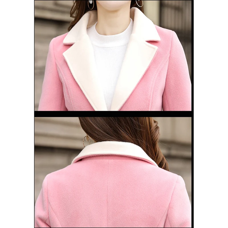 Autumn Winter Suits Jacket Women Overcoat Plus Size Wool Coat High Quality Female Long Elegant Blends Woolen Thicked 1595 | Женская