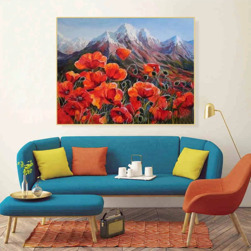 Diy Алмазная картина Poppy цветок вышивка крестиком квадратная иллюстрация полный
