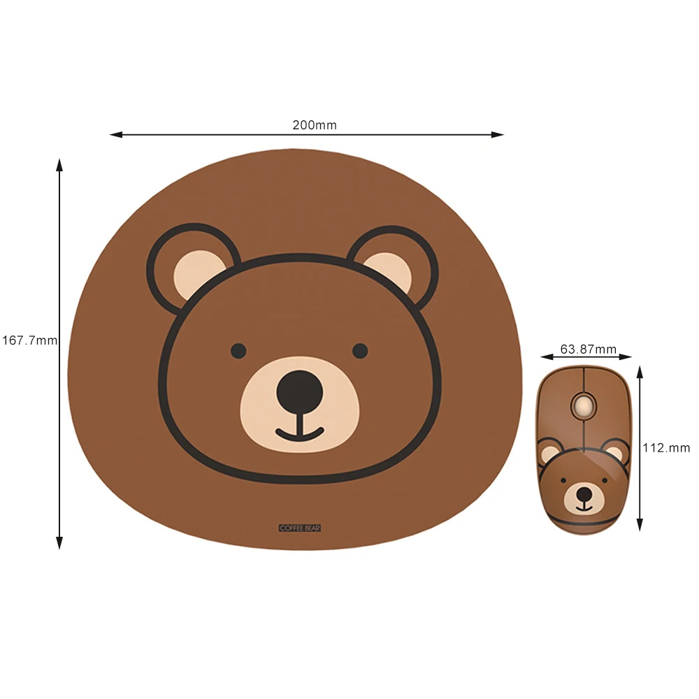 

Wireless Mouse with Cartoon Animals Mouse Pad Portable USB 2.4G Mini Silent Game Mice for Laptop Computer Accessories
