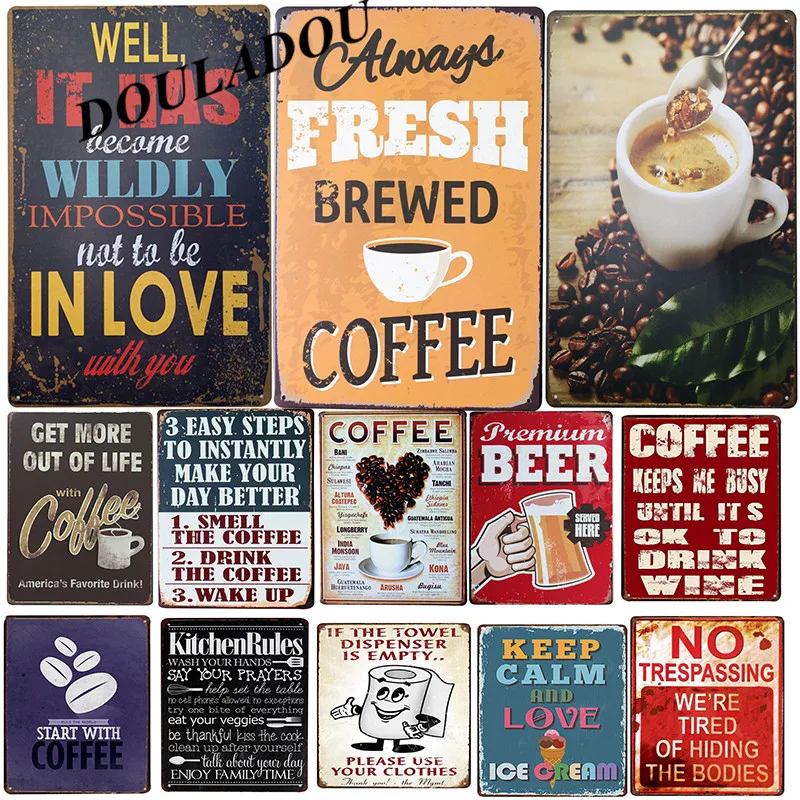 

[Douladou] Coffee Love Life Tin Sign Cafe Shop Artwork Store Pub Shop Hotel Poster Decorative Painting Wall Art Sticker 20x30CM