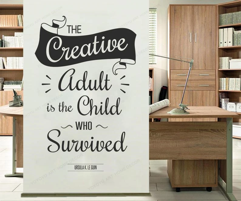 

Wall Quotes Sticker The Creative adult is the Child who Survived Studio Wall Decal Home Decor Removable Vinyl Sticker WallWU250
