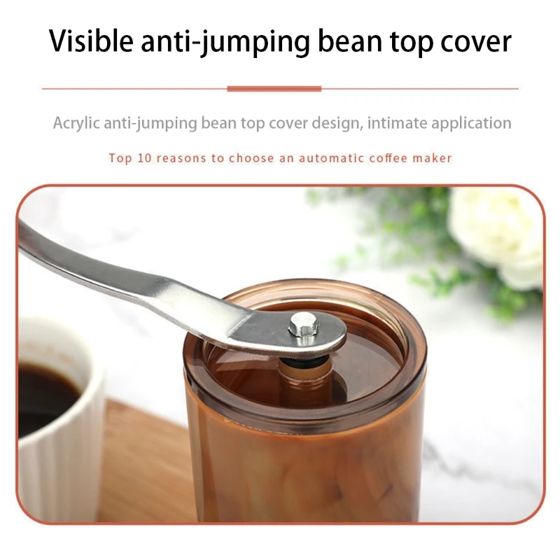 Ручная кофемолка портативная ручная с ручкой из нержавеющей стали для офиса дома