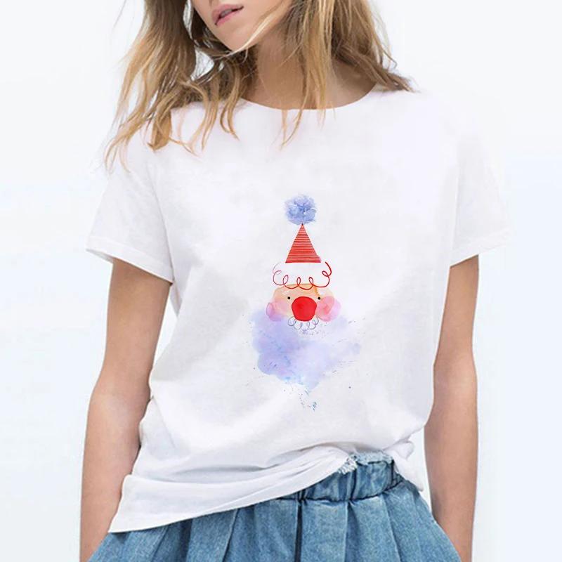 

New Santa Claus is coming to TOWN T-shirts Short Sleeve Harajuku T Shirts Women Vintage Oversize Vogue Kawaii Female T-shirt