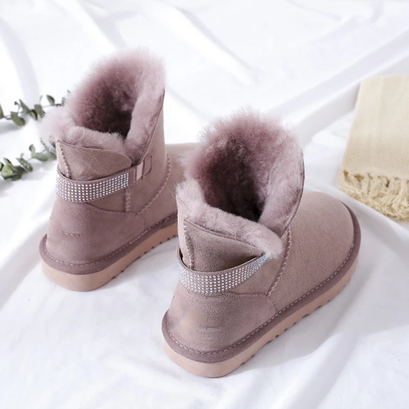 Модные женские зимние сапоги JAYX из настоящей овчины ручной работы стразы до