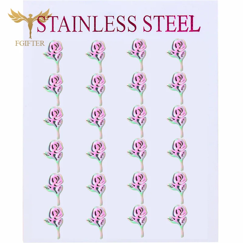 

Romantic Rose Stud Earrings Set Stainless Steel Women's Jewelry Sweet Fashion Stud Earrings Anniversary Gift For Girlfriend