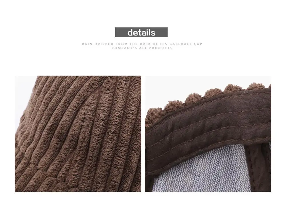 

Autumn Winter Baseball Cap Men Women Corduroy Winter Hats For Women Snapback Hat Female Hip Hop Cap Gorras Bone casquette homme