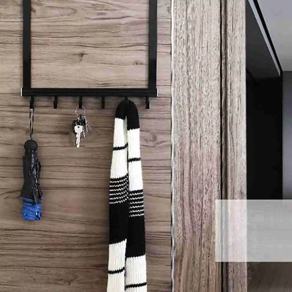 

Punch-free Door Hanging Hooks Space Aluminum Door-back Wall Hanger Clothes Coats Shelf Handbag Towel Rack Keys Ties Caps Holder